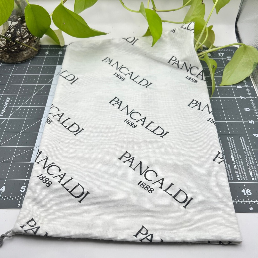 Pancaldi 1888 White Logo Drawstring Dust Bag for Shoes Handbags 9.75x14.5